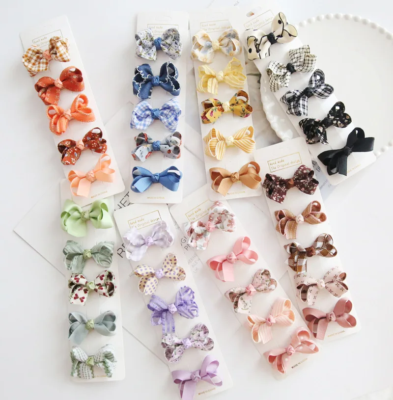 5Pcs/Lot Children's Headwear Baby Hair Accessories Clip Bows For Girls All Cloth Hairpin