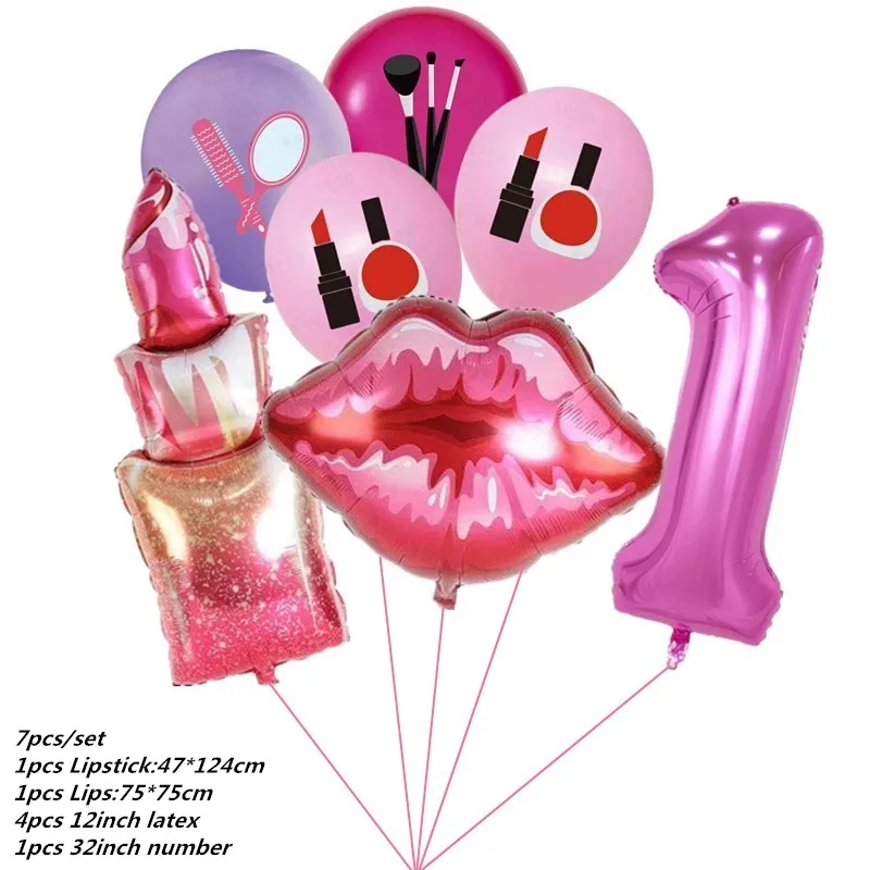 1set Lipstick Bridal Shower Foil Latex Balloons Kiss Me Mouth Wedding Helium Balls Spa Party Decorations Adult Air Globo Toys