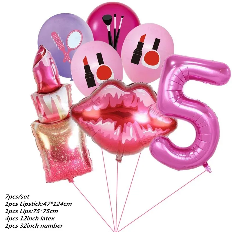 1set Lipstick Bridal Shower Foil Latex Balloons Kiss Me Mouth Wedding Helium Balls Spa Party Decorations Adult Air Globo Toys