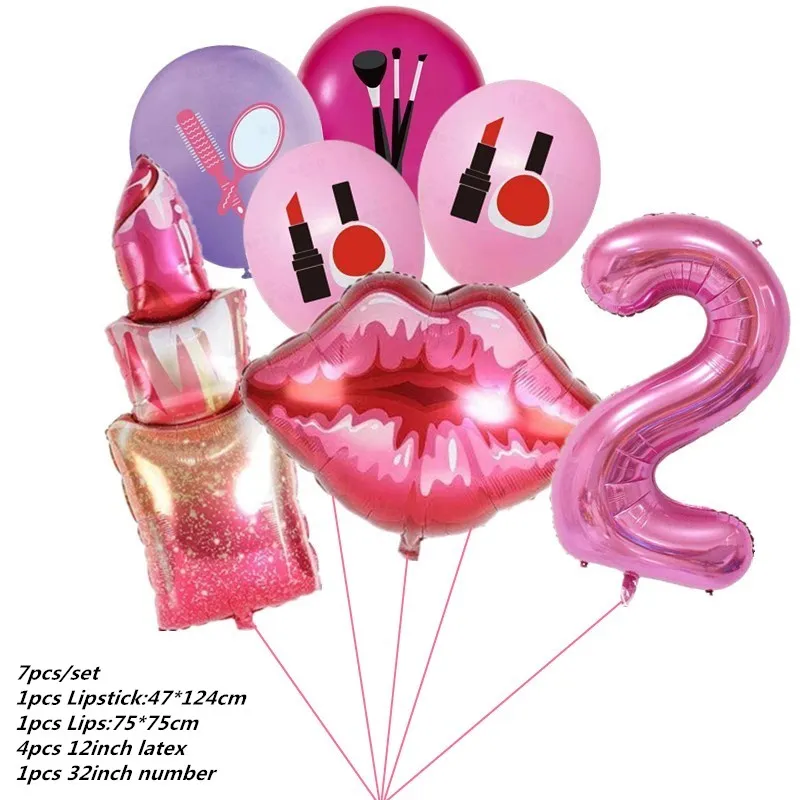 1set Lipstick Bridal Shower Foil Latex Balloons Kiss Me Mouth Wedding Helium Balls Spa Party Decorations Adult Air Globo Toys