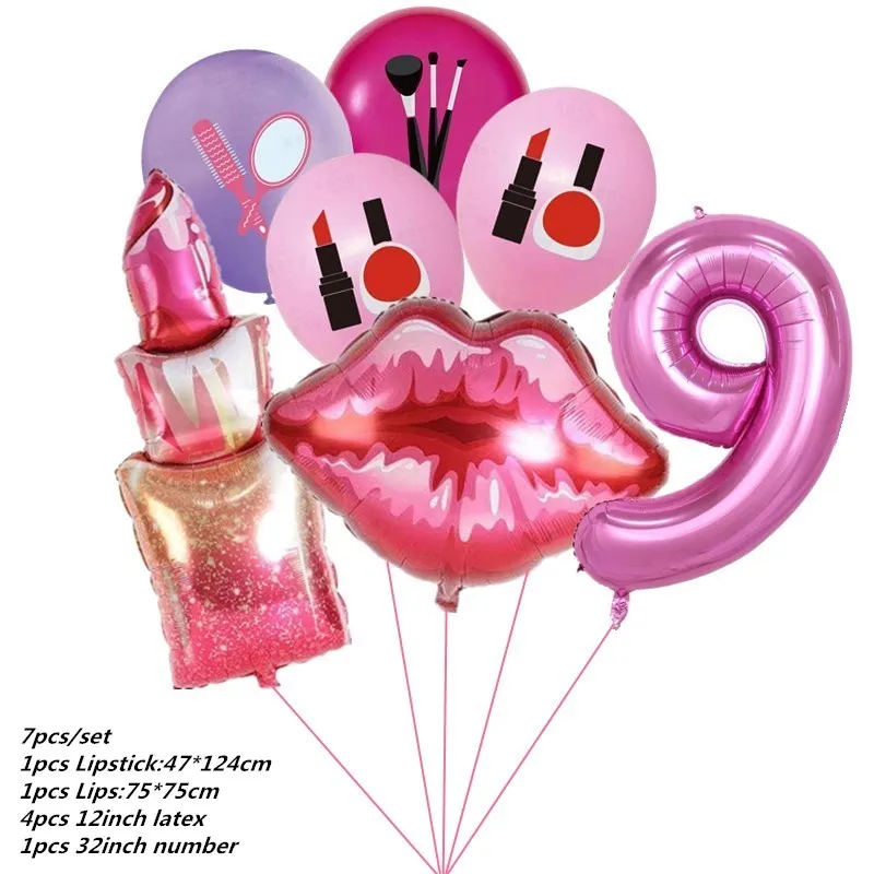 1set Lipstick Bridal Shower Foil Latex Balloons Kiss Me Mouth Wedding Helium Balls Spa Party Decorations Adult Air Globo Toys