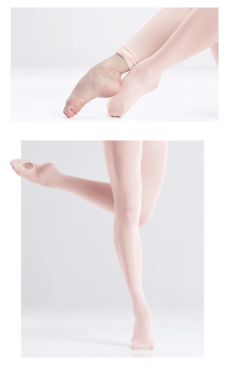 Girls Women Convertible Ballet Tights Microfiber Dance Stockings Seamless Adult Ballet Pantyhose 60D Dance Tights with Holes