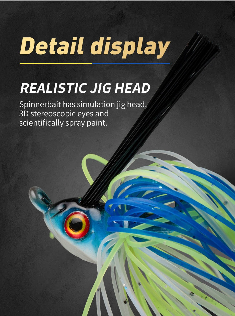JOHNCOO 12g Spinner Bait Weedless Jighead Bass Jig Bait Fishing Lure Wobbler For Bass Fishing Tackle