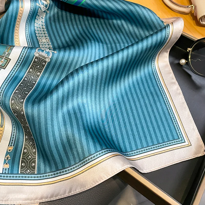 2025 Fashion 100% Real Silk Scarf 53cm Square Bandelet Women's Silk Temperament Small Scarf Neck Decorative Wrap Printed Scarves
