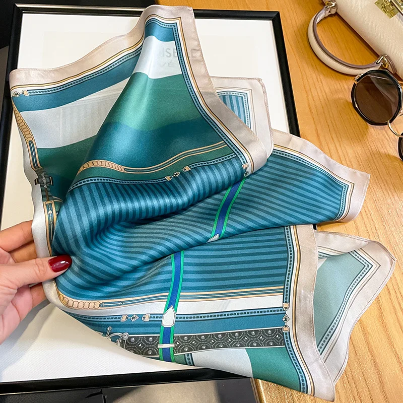 2025 Fashion 100% Real Silk Scarf 53cm Square Bandelet Women's Silk Temperament Small Scarf Neck Decorative Wrap Printed Scarves