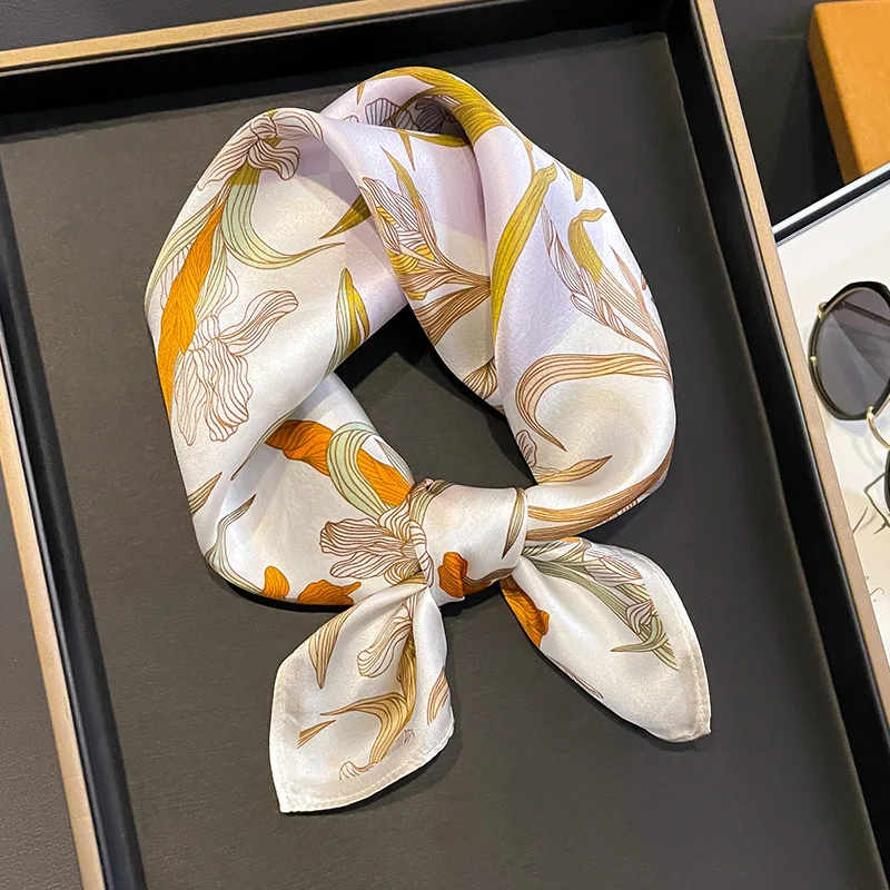 2025 Fashion 100% Real Silk Scarf 53cm Square Bandelet Women's Silk Temperament Small Scarf Neck Decorative Wrap Printed Scarves
