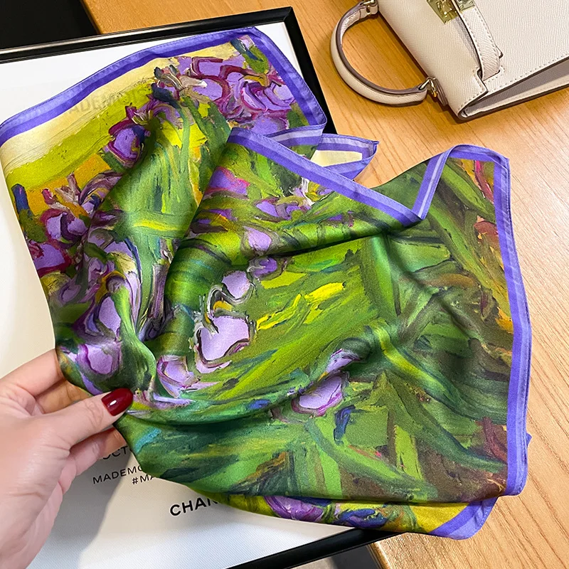 2025 Fashion 100% Real Silk Scarf 53cm Square Bandelet Women's Silk Temperament Small Scarf Neck Decorative Wrap Printed Scarves