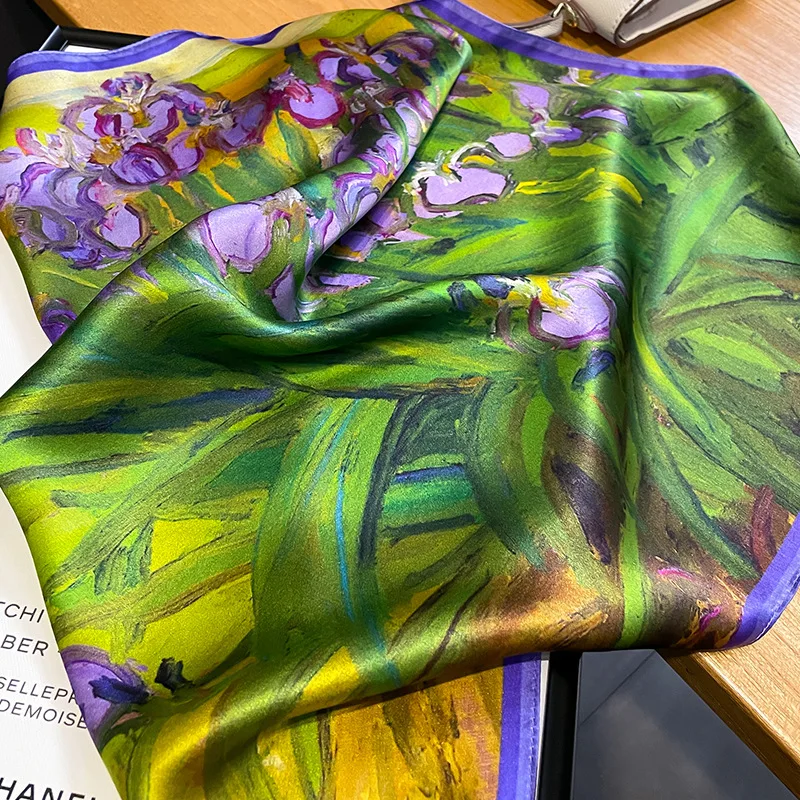 2025 Fashion 100% Real Silk Scarf 53cm Square Bandelet Women's Silk Temperament Small Scarf Neck Decorative Wrap Printed Scarves