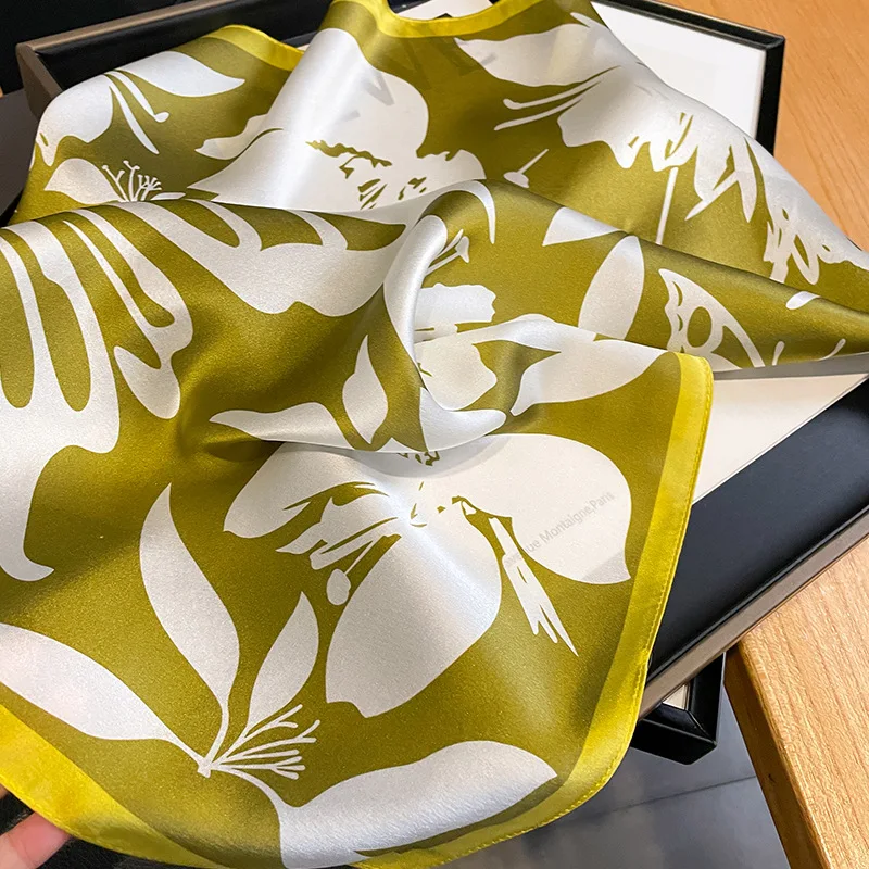 2025 Fashion 100% Real Silk Scarf 53cm Square Bandelet Women's Silk Temperament Small Scarf Neck Decorative Wrap Printed Scarves