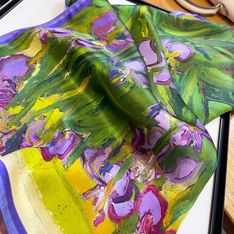 2025 Fashion 100% Real Silk Scarf 53cm Square Bandelet Women's Silk Temperament Small Scarf Neck Decorative Wrap Printed Scarves