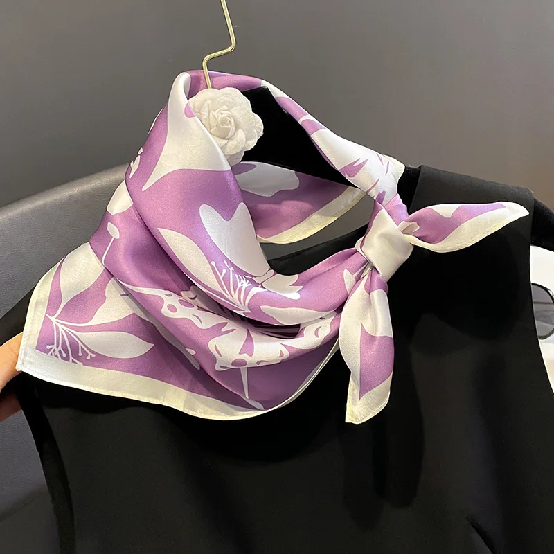 2025 Fashion 100% Real Silk Scarf 53cm Square Bandelet Women's Silk Temperament Small Scarf Neck Decorative Wrap Printed Scarves