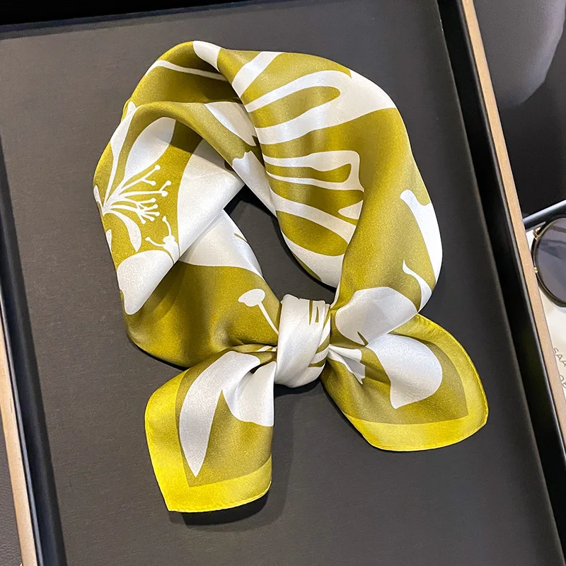 2025 Fashion 100% Real Silk Scarf 53cm Square Bandelet Women's Silk Temperament Small Scarf Neck Decorative Wrap Printed Scarves