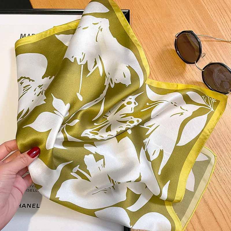 2025 Fashion 100% Real Silk Scarf 53cm Square Bandelet Women's Silk Temperament Small Scarf Neck Decorative Wrap Printed Scarves
