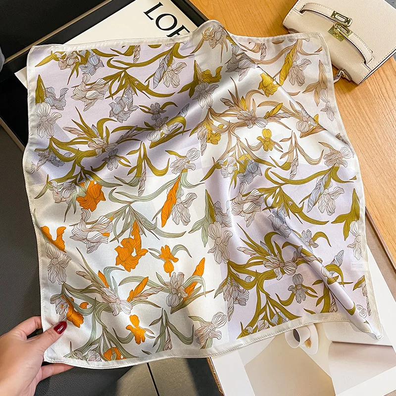 2025 Fashion 100% Real Silk Scarf 53cm Square Bandelet Women's Silk Temperament Small Scarf Neck Decorative Wrap Printed Scarves