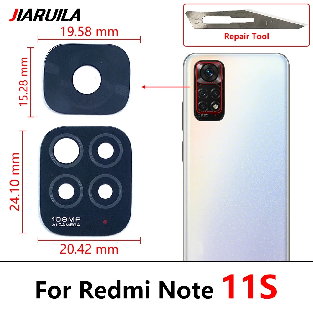 Rear Back Camera Glass Lens For Xiaomi Redmi Note 11 Pro+Plus 5G 11T 5G 11S 11E Camera Glass With Glue Adhesive + Repair Tools
