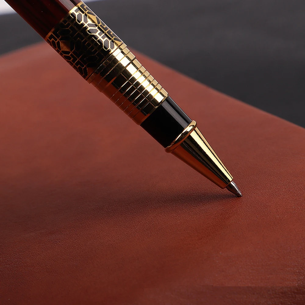 Luxury Golden Carving Mahogany Ballpoint Pen High-Quality Ink Pen for Business School And Office Supplies