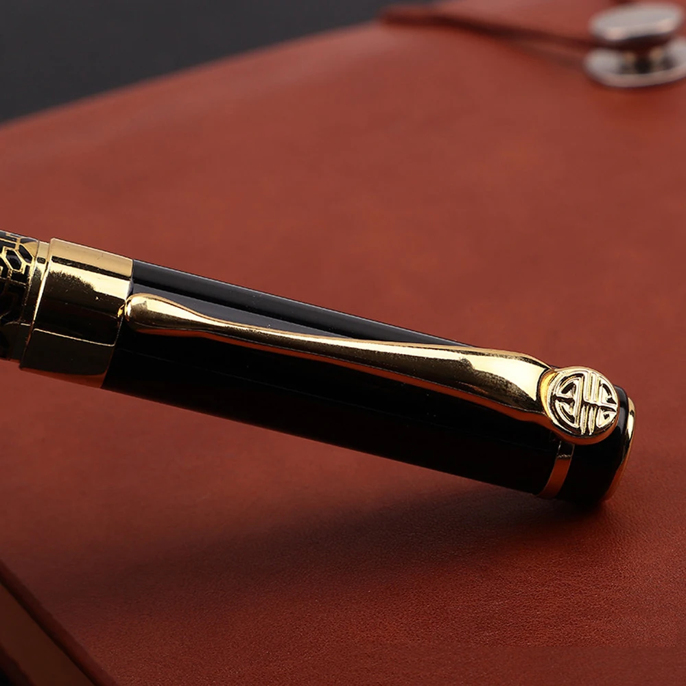 Luxury Golden Carving Mahogany Ballpoint Pen High-Quality Ink Pen for Business School And Office Supplies