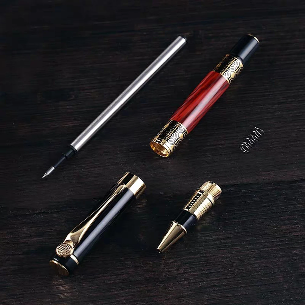 Luxury Golden Carving Mahogany Ballpoint Pen High-Quality Ink Pen for Business School And Office Supplies