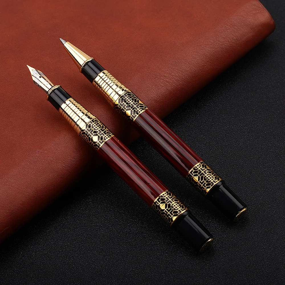 Luxury Golden Carving Mahogany Ballpoint Pen High-Quality Ink Pen for Business School And Office Supplies