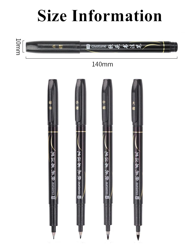 3 Pcs/Set Calligraphy Painting Pen Chinese Brush Pens for Writing Lettering Signatures Soft Brush Tip Refillable Ink Art Craft