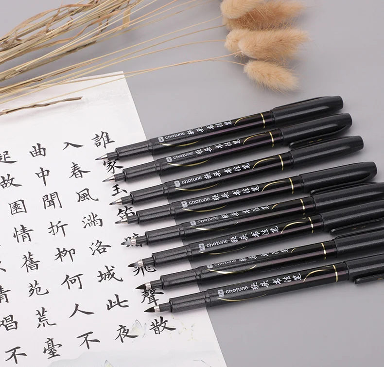 3 Pcs/Set Calligraphy Painting Pen Chinese Brush Pens for Writing Lettering Signatures Soft Brush Tip Refillable Ink Art Craft