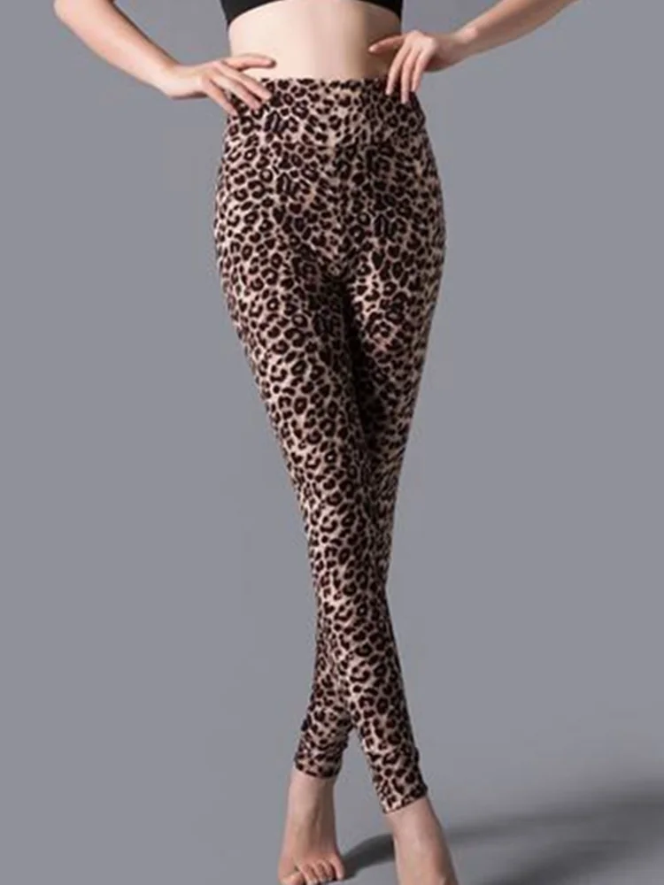 CUHAKCI High Waist Leggings Sportwear Workout Women Jeggings Elastic Pants Leopard Summer Printed Stripe Sexy Fitness Leggins