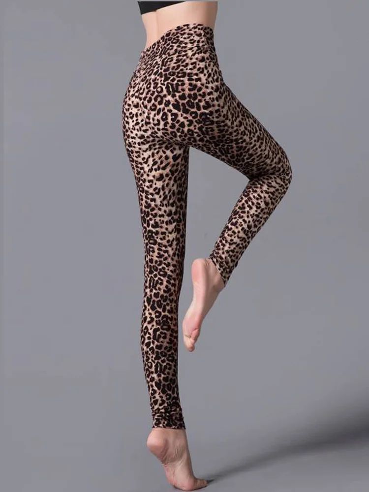 CUHAKCI High Waist Leggings Sportwear Workout Women Jeggings Elastic Pants Leopard Summer Printed Stripe Sexy Fitness Leggins
