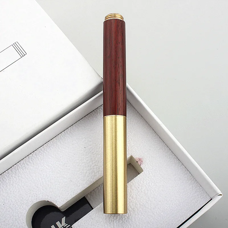 Luxury Quality Portable Pocket Exquisitely Designed Vintage Mini Brass Solid Wood Pen Office School Supplies Stationery Gifts