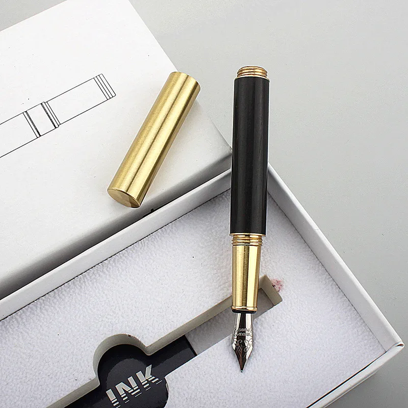 Luxury Quality Portable Pocket Exquisitely Designed Vintage Mini Brass Solid Wood Pen Office School Supplies Stationery Gifts