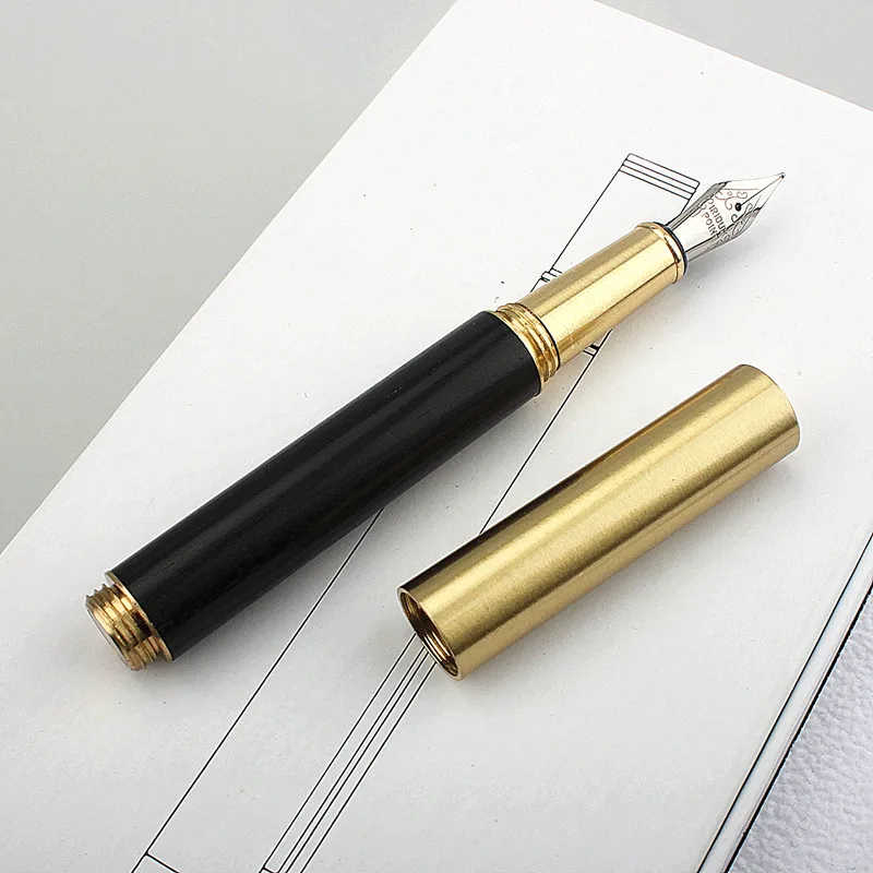 Luxury Quality Portable Pocket Exquisitely Designed Vintage Mini Brass Solid Wood Pen Office School Supplies Stationery Gifts