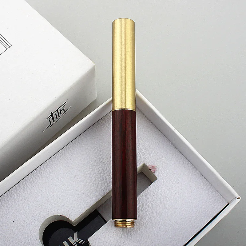 Luxury Quality Portable Pocket Exquisitely Designed Vintage Mini Brass Solid Wood Pen Office School Supplies Stationery Gifts