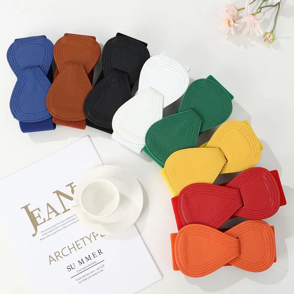 Fashion Women Stretch Waistband Bow Waistband Elastic Wide Hook Belt Dress Coat Clothing Decoration Belt