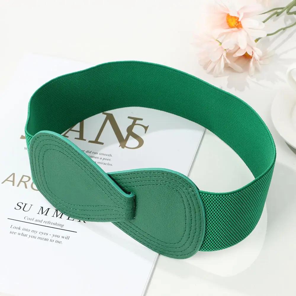 Fashion Women Stretch Waistband Bow Waistband Elastic Wide Hook Belt Dress Coat Clothing Decoration Belt