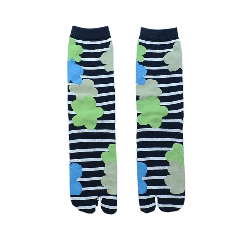 Japanese Multi-Color Jacquard Carrot Chestnut Flower Literary Cute Two-Toe Socks Middle Tube Tabi Split Toe Socks Tide Socks