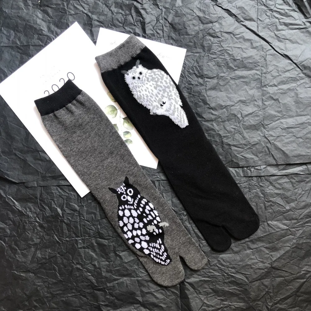 Japanese Multi-Color Jacquard Carrot Chestnut Flower Literary Cute Two-Toe Socks Middle Tube Tabi Split Toe Socks Tide Socks
