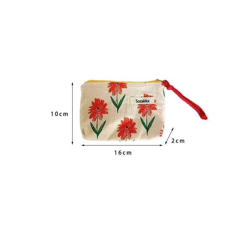 Kawaii Floral Travel Portable Coin Purse Cosmetic Lipstick Storage Bag Women Makeup Handbags Wallet Organizer Small Pouch Bags