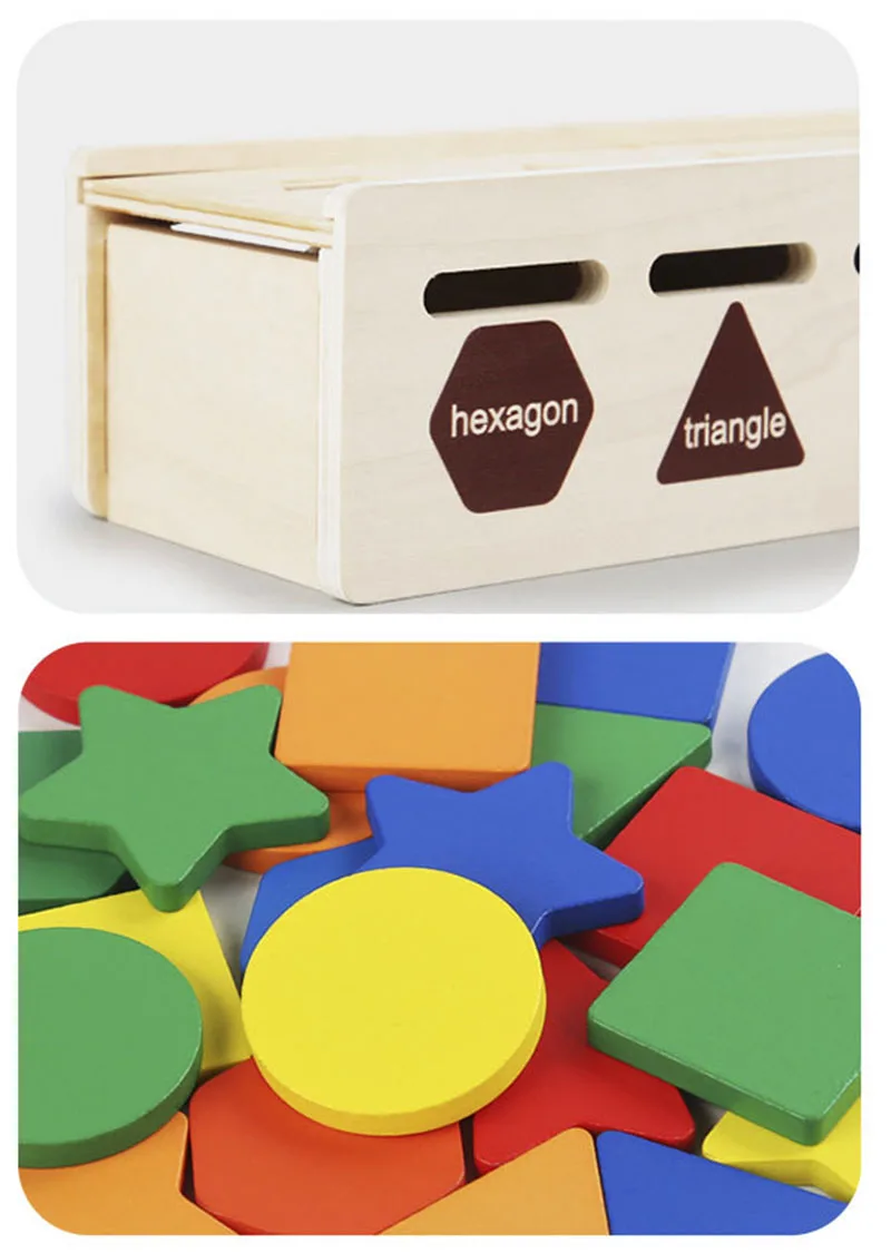 Montessori Wooden Toys for Kids Sensory Sorting Exercise Box Color Shape Matching Puzzles Early Learning Educational Toys