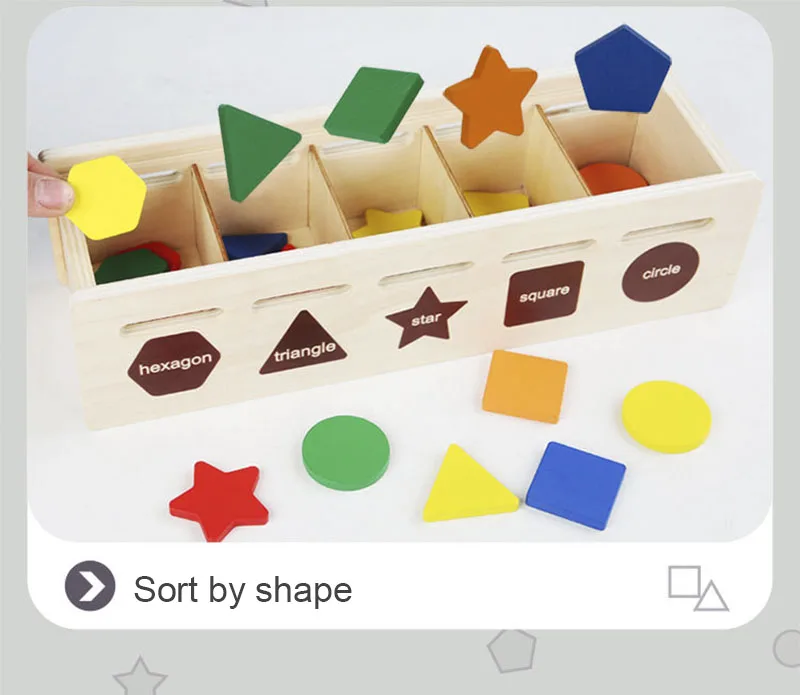 Montessori Wooden Toys for Kids Sensory Sorting Exercise Box Color Shape Matching Puzzles Early Learning Educational Toys