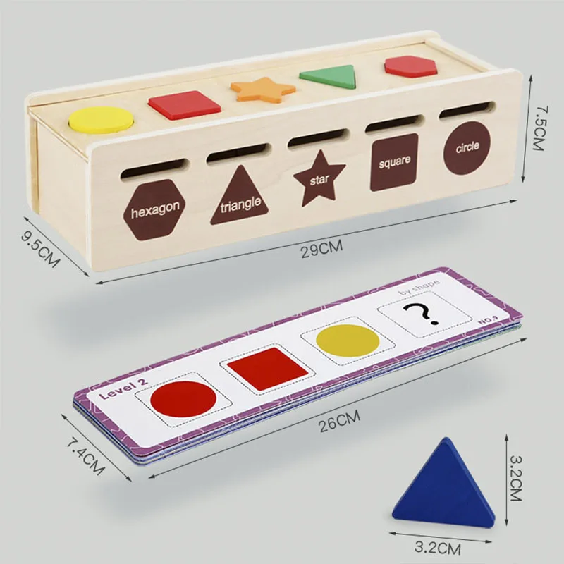 Montessori Wooden Toys for Kids Sensory Sorting Exercise Box Color Shape Matching Puzzles Early Learning Educational Toys