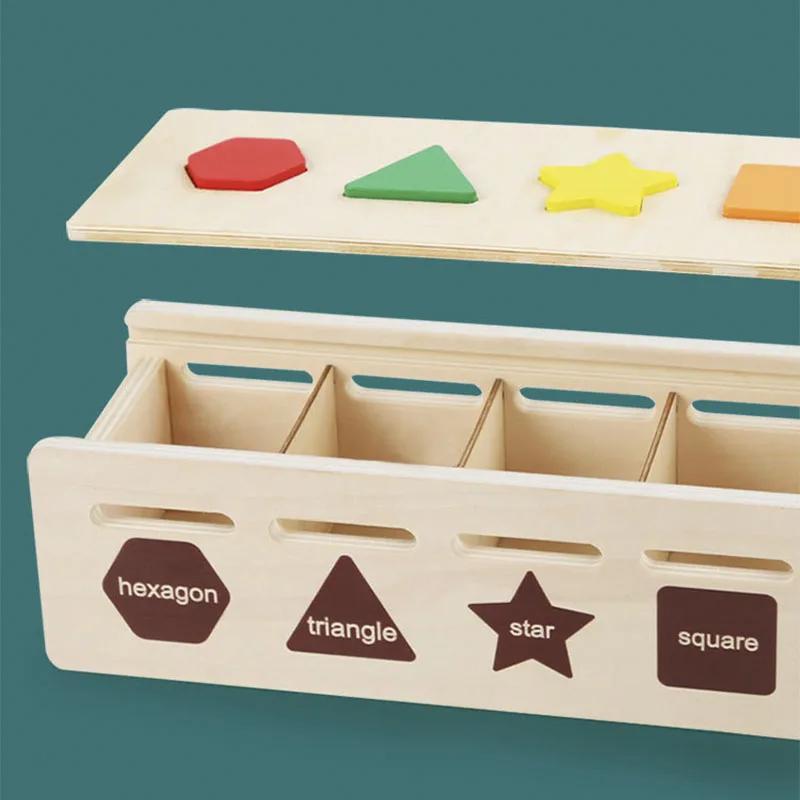 Montessori Wooden Toys for Kids Sensory Sorting Exercise Box Color Shape Matching Puzzles Early Learning Educational Toys