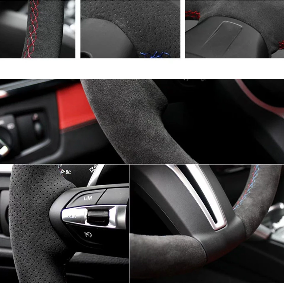 Car Steering Wheel Cover Anti-Slip Suede Leather Steering Wheel Braid For BMW M Sport E46 330i 330Ci E39 M3 M5 540i 525i 530i