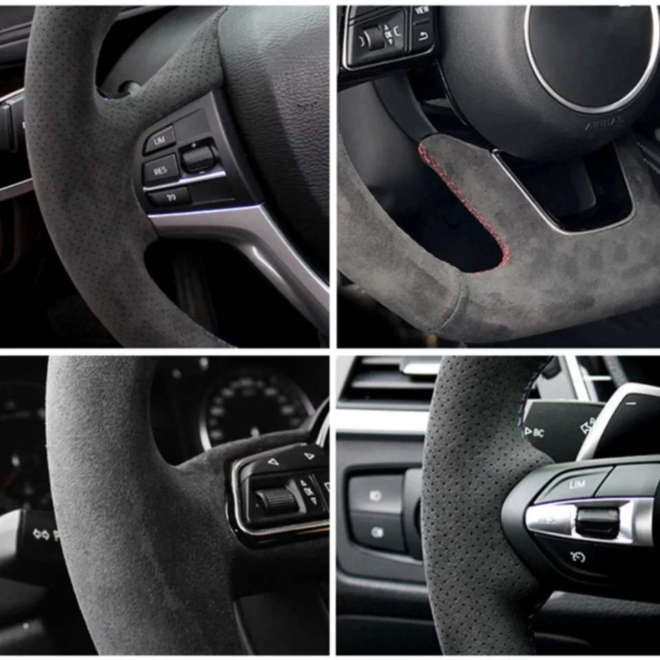 Car Steering Wheel Cover Anti-Slip Suede Leather Steering Wheel Braid For BMW M Sport E46 330i 330Ci E39 M3 M5 540i 525i 530i
