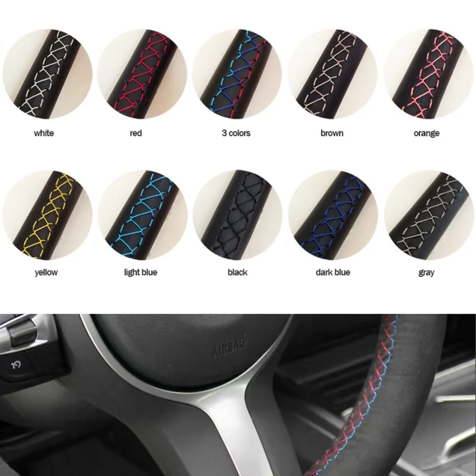 Car Steering Wheel Cover Anti-Slip Suede Leather Steering Wheel Braid For BMW M Sport E46 330i 330Ci E39 M3 M5 540i 525i 530i