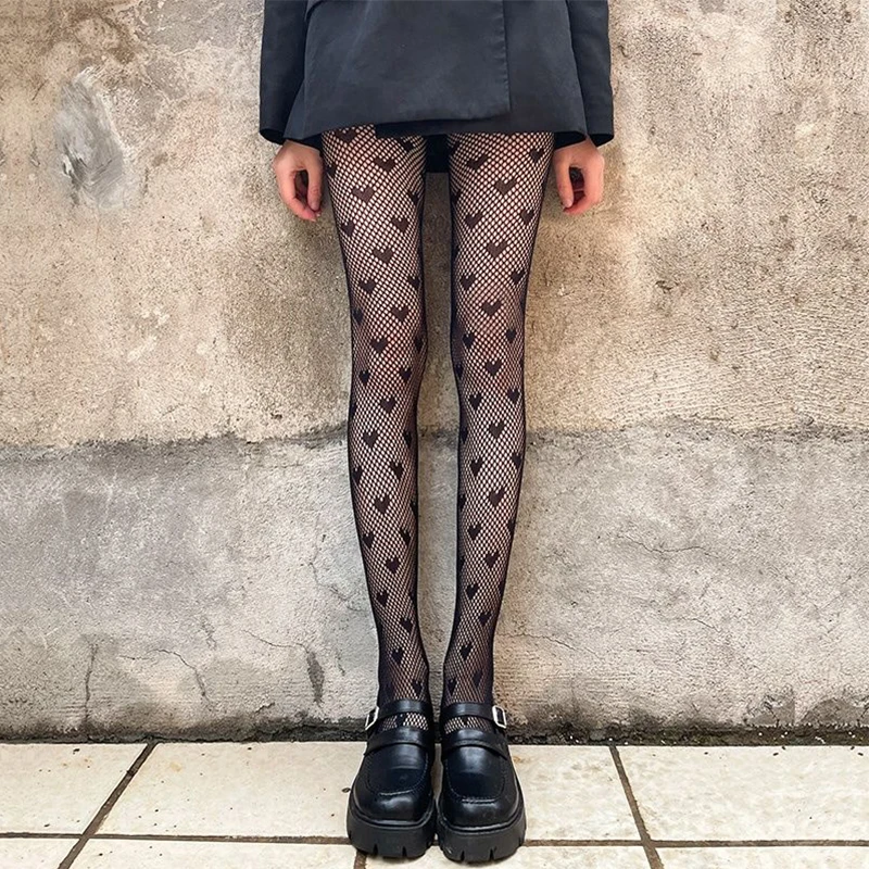 Japanese Girls Goth Punk Retro Spider Web Tights Classic Lolita Sexy Cosplay Anime Pantyhose Women Lace Mesh Stockings Bottomed