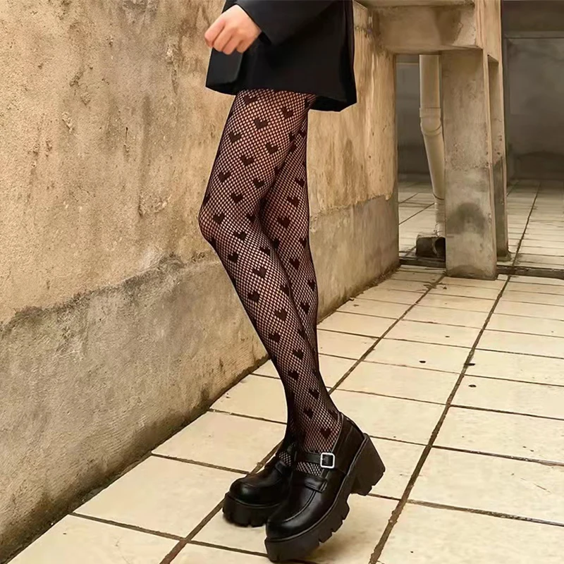 Japanese Girls Goth Punk Retro Spider Web Tights Classic Lolita Sexy Cosplay Anime Pantyhose Women Lace Mesh Stockings Bottomed