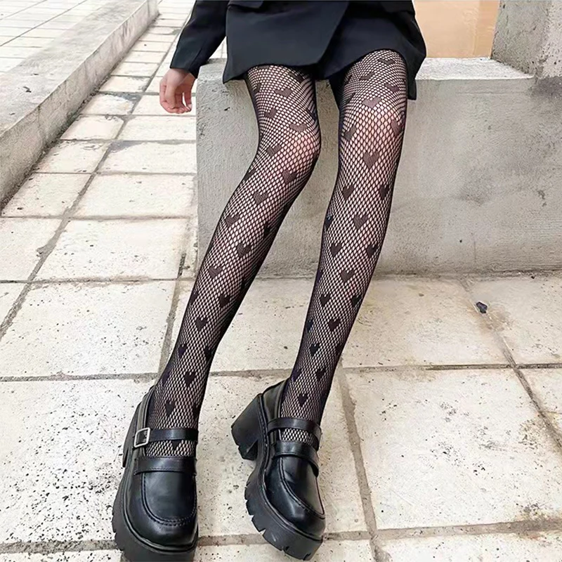 Japanese Girls Goth Punk Retro Spider Web Tights Classic Lolita Sexy Cosplay Anime Pantyhose Women Lace Mesh Stockings Bottomed