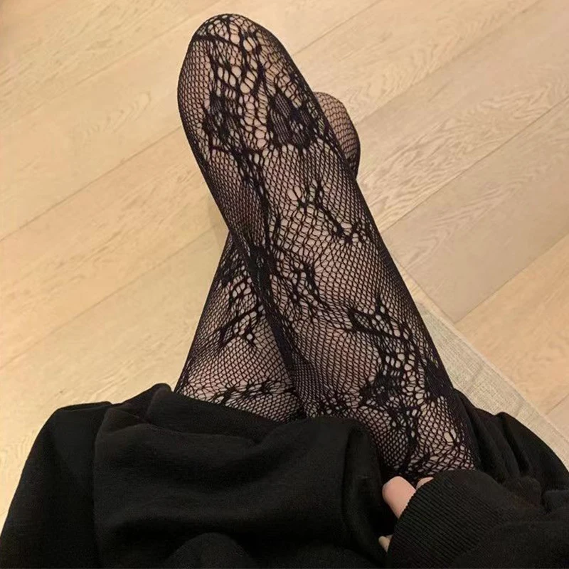 Japanese Girls Goth Punk Retro Spider Web Tights Classic Lolita Sexy Cosplay Anime Pantyhose Women Lace Mesh Stockings Bottomed