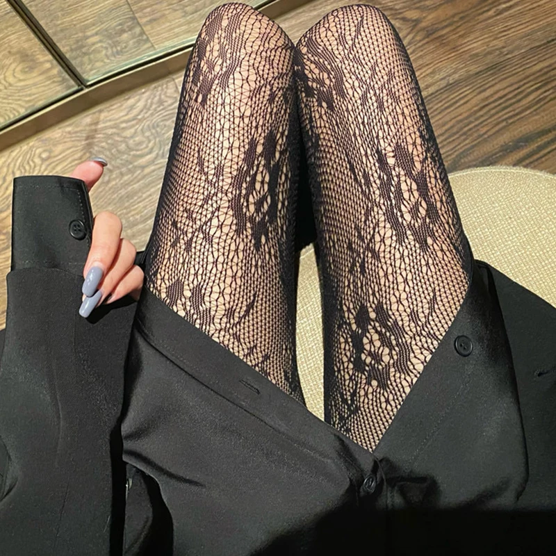 Japanese Girls Goth Punk Retro Spider Web Tights Classic Lolita Sexy Cosplay Anime Pantyhose Women Lace Mesh Stockings Bottomed