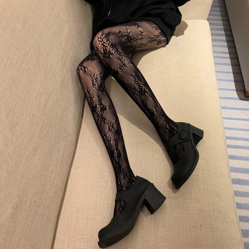 Japanese Girls Goth Punk Retro Spider Web Tights Classic Lolita Sexy Cosplay Anime Pantyhose Women Lace Mesh Stockings Bottomed