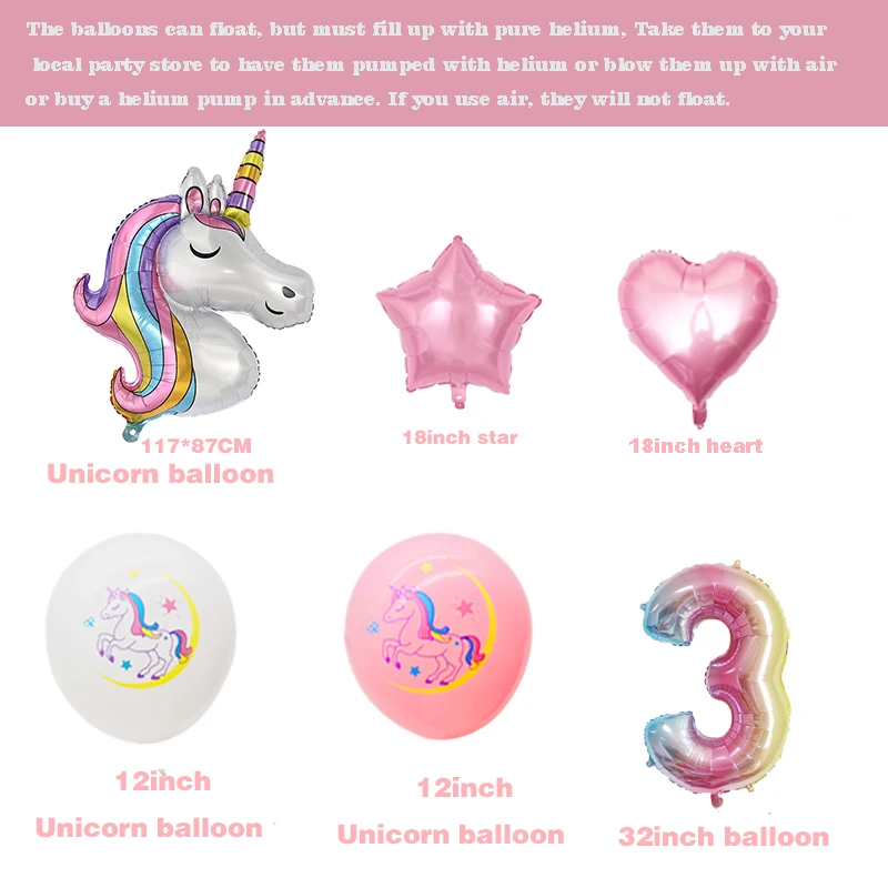 0-9 years old Birthday Decorations Unicorn Birthday Party Supplies Kit for Baby Shower Birthday Party unicorn theme party